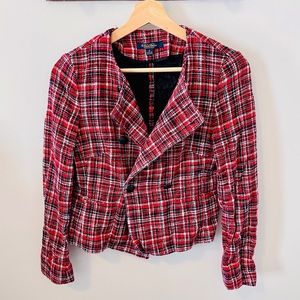 NWOT Brooks Brothers Woven in Italy Red/Navy/White Tweed Blazer - Size 4